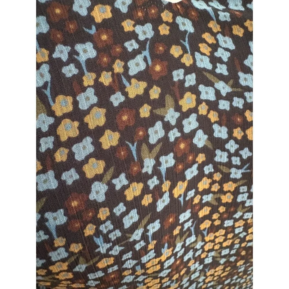 CAbi Poise Floral Semi-Sheer Floral Bell Sleeve Chiffon Fall Dress Size XS